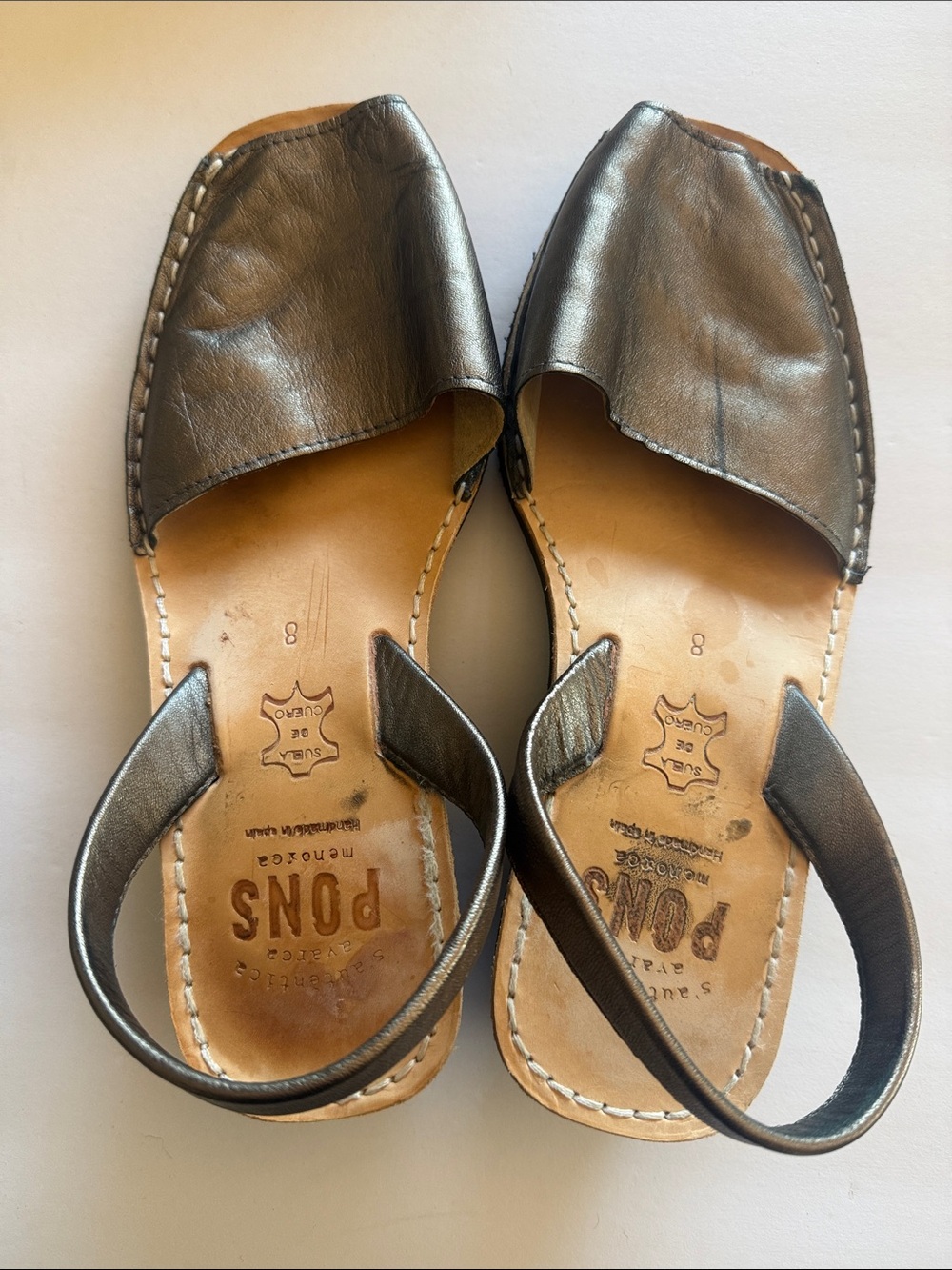 Pons Menorca wedge sandal heel strap bronze size 8